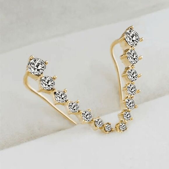 Diamond Ear Crawler Ear Hugger Earrings - Picture 2 of 3